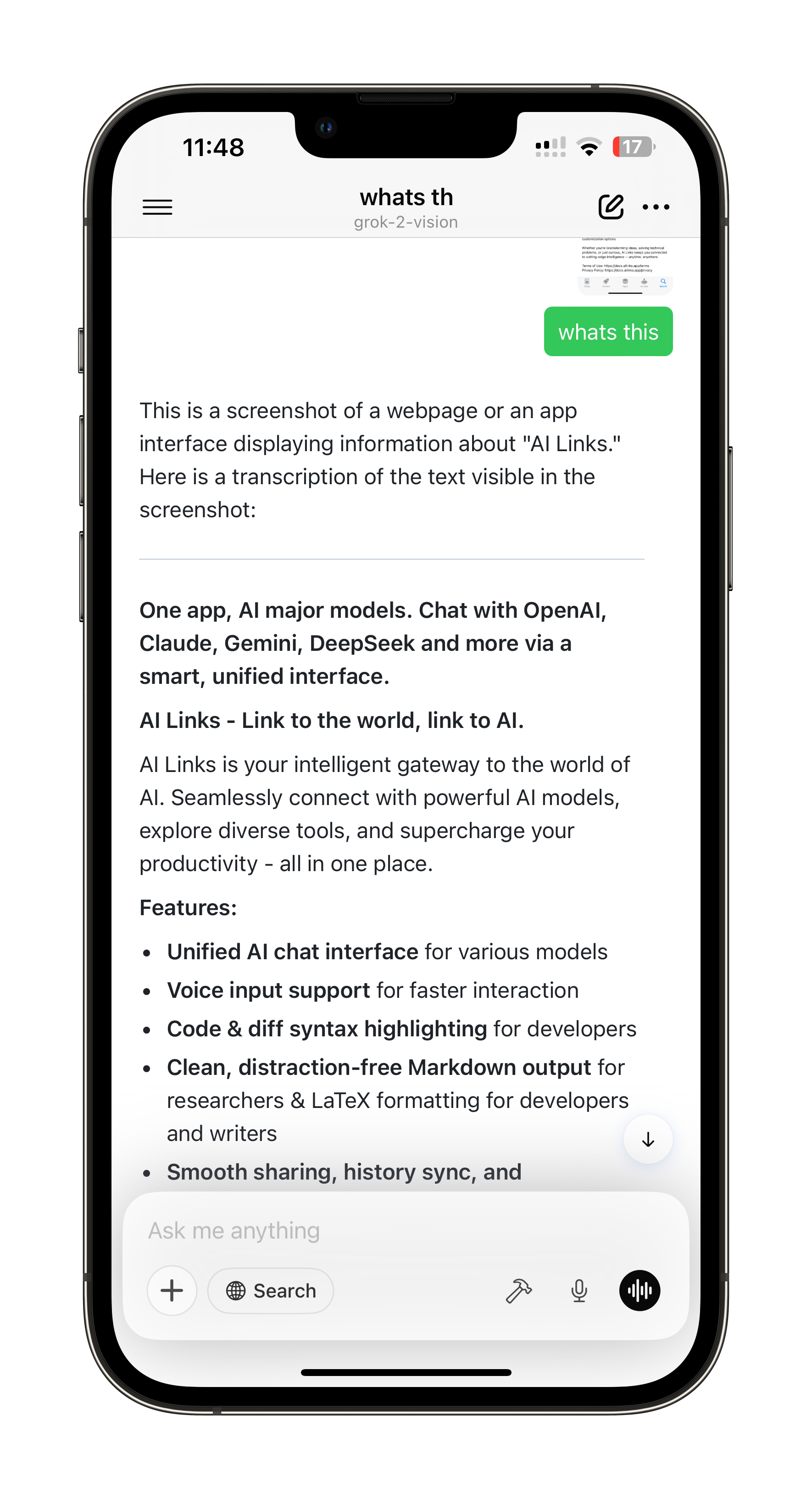 AiLinks App Interface